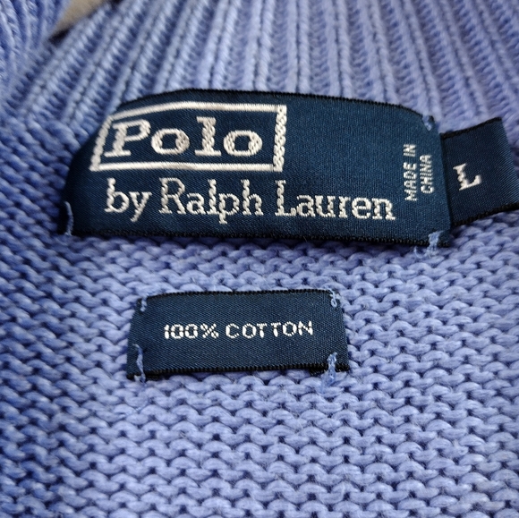 Polo Ralph Lauren Quarter Zip Pullover Sweater Men's L Blue Polo Office Career - Picture 4 of 5